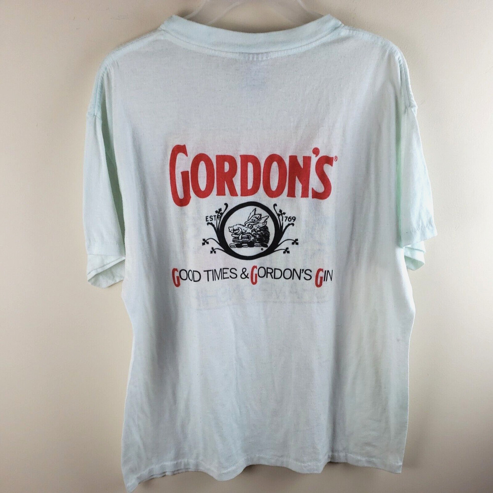 VTG Gordon's Gin Logo T Shirt XL Single Stitch Art Logo 2 sided doubles tennis